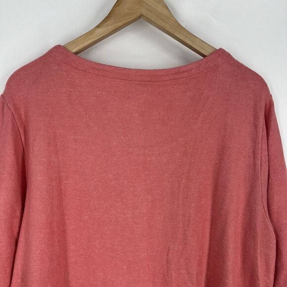 Chicos T Shirt Size 3 Womens XL Pink Cozy Knit Tee Scoop Neck Top Knit Elbow - Picture 6 of 8